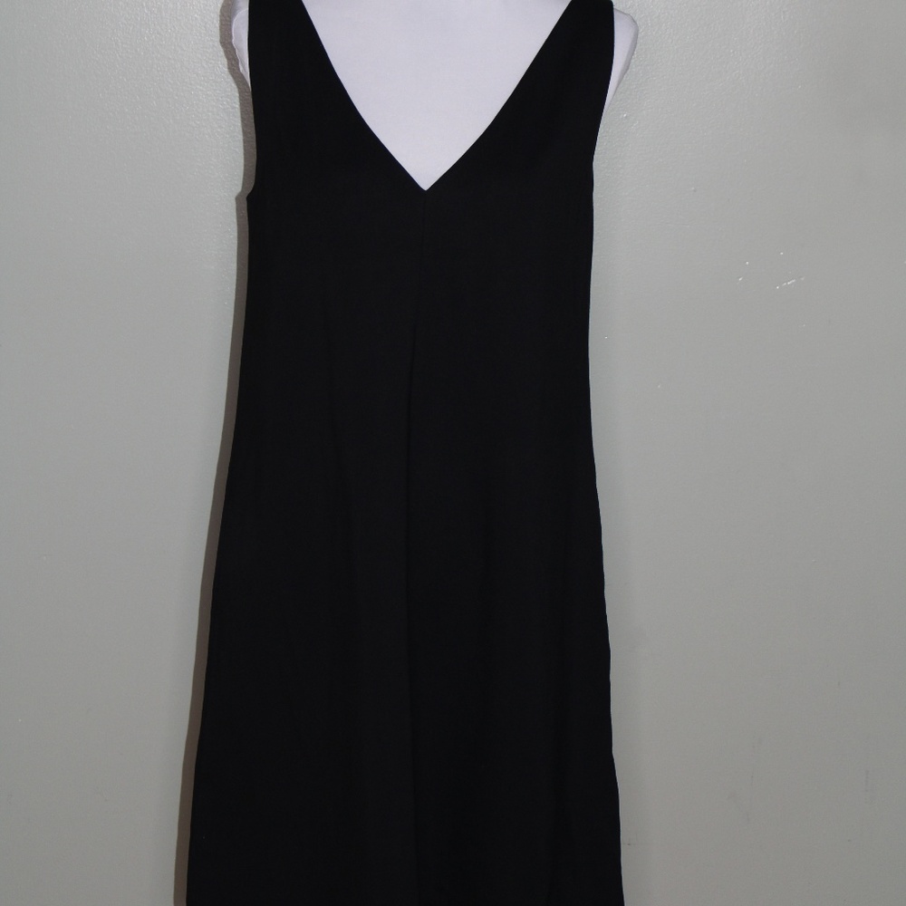 everlane women black F-DRS-PNTE-V-ALN DRESS SZ 6